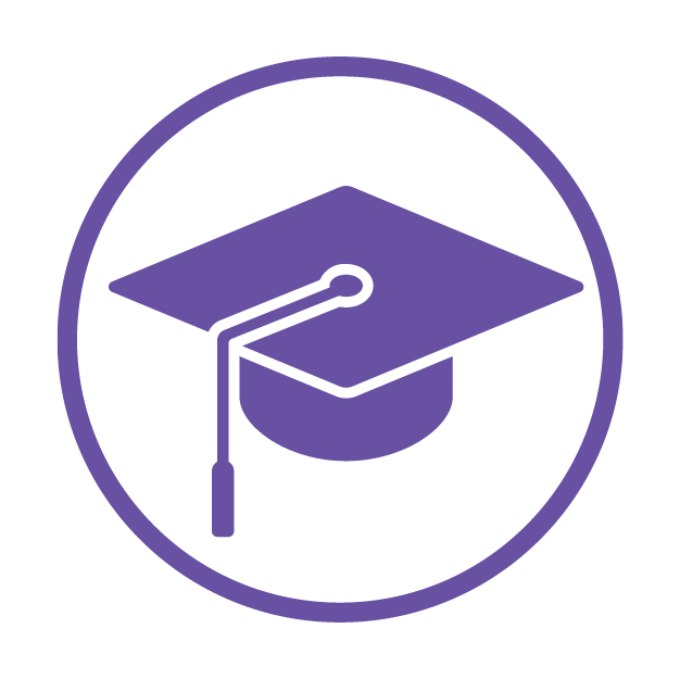 Education icon, disabled. A purple mortarboard.