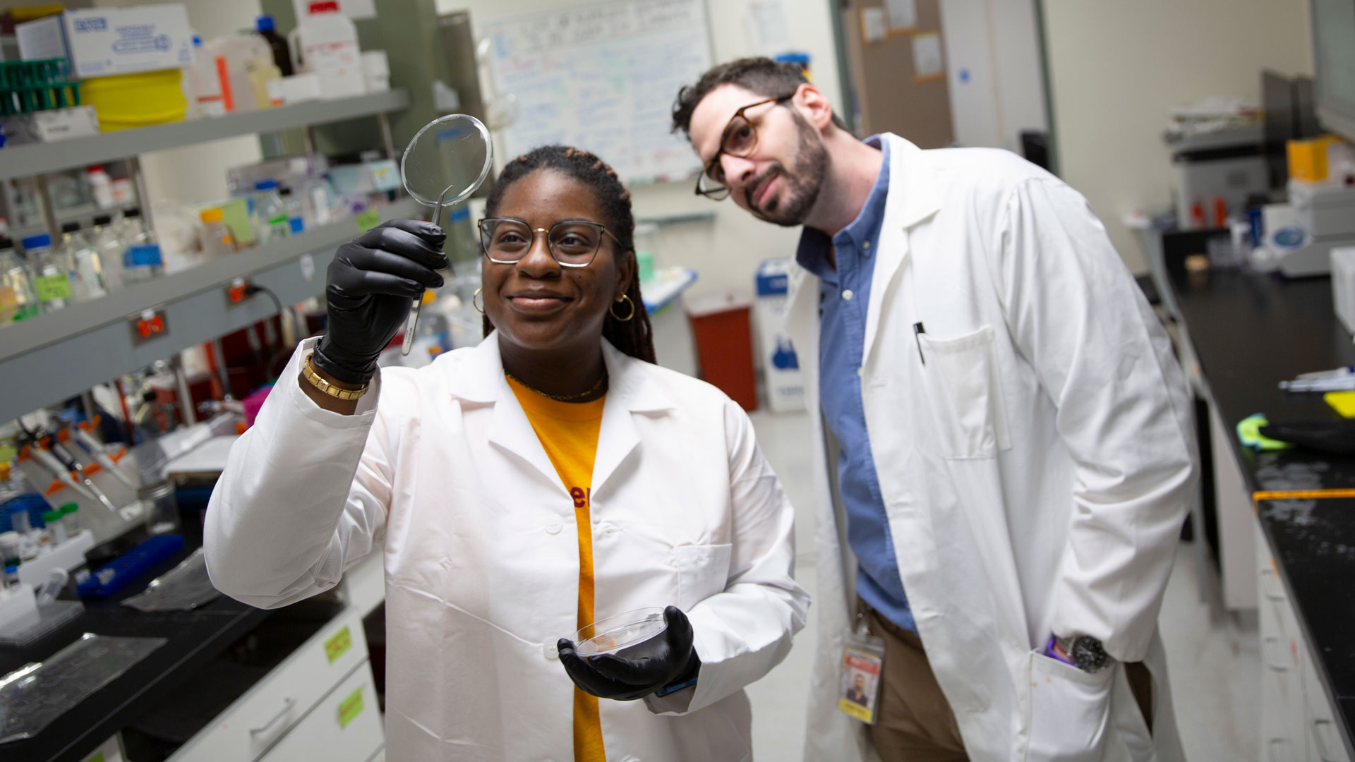 FURI student researcher Solenne Norvor-Davis and her mentor, Jordan Yaron