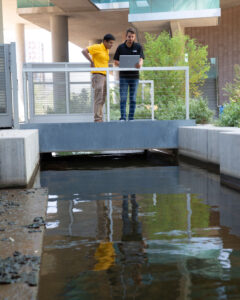 An ASU FURI student and mentor discuss water-related research.